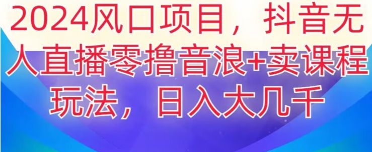 2024风口项目，抖音无人主播撸音浪+卖课程玩法，日入大几千【揭秘】-第一资源库