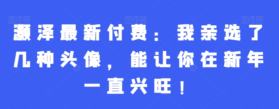 灏泽最新付费：我亲选了几种头像，能让你在新年一直兴旺！-第一资源库