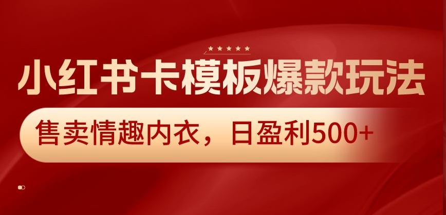 小红书卡模板爆款玩法，售卖情趣内衣，日盈利500+【揭秘】-第一资源库