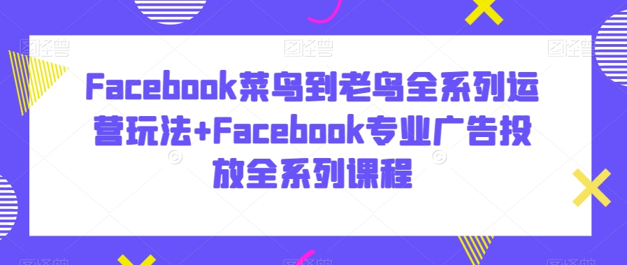 Facebook菜鸟到老鸟全系列运营玩法+Facebook专业广告投放全系列课程-第一资源库