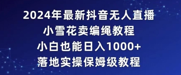 2024年抖音最新无人直播小雪花卖编绳项目，小白也能日入1000+落地实操保姆级教程【揭秘】-第一资源库