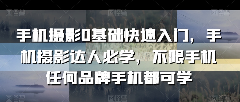 手机摄影0基础快速入门，手机摄影达人必学，不限手机任何品牌手机都可学-第一资源库