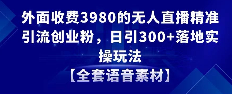 外面收费3980的无人直播精准引流创业粉，日引300+落地实操玩法【全套语音素材】【揭秘】-第一资源库