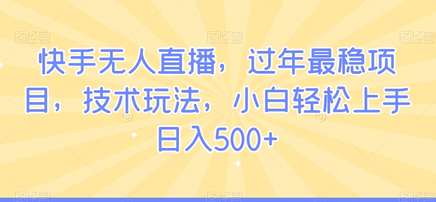 快手无人直播，过年最稳项目，技术玩法，小白轻松上手日入500+【揭秘】-第一资源库