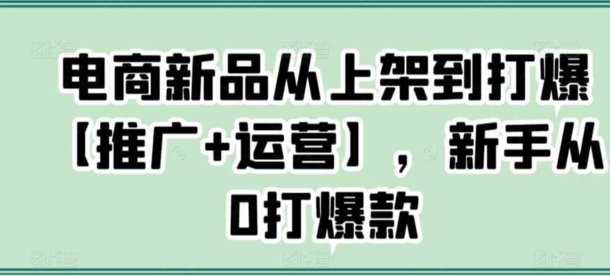 电商新品从上架到打爆【推广+运营】，新手从0打爆款-第一资源库