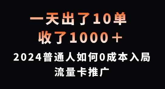 一天出了10单，收了1000+，2024普通人如何0成本入局流量卡推广【揭秘】-第一资源库